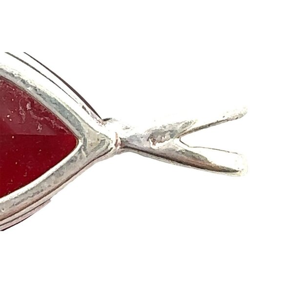 VTG Estate Sterling Silver & Lab Created Synthetic Ruby Teardrop Pendant! 184 - Picture 5 of 6